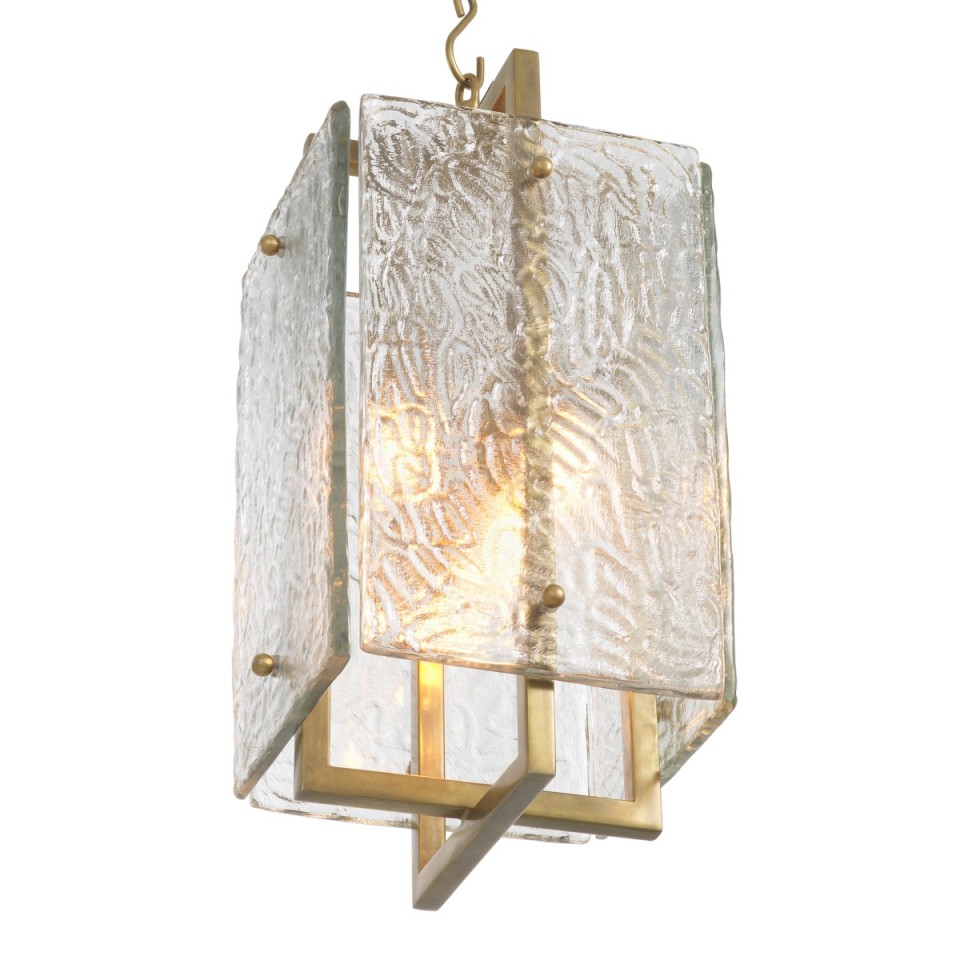 Solara taklampa vintage mässing/glas 31,5 cm