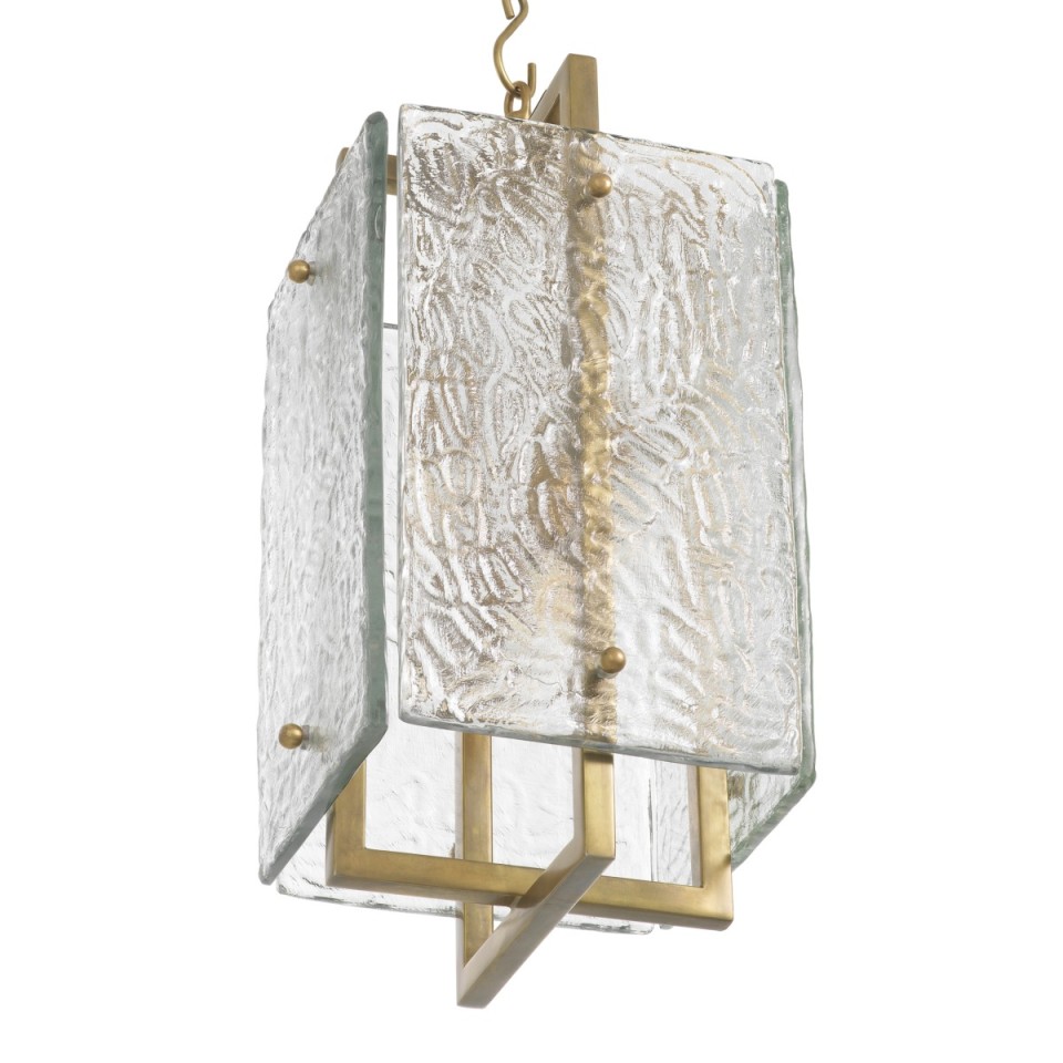 Solara taklampa vintage mässing/glas 31,5 cm