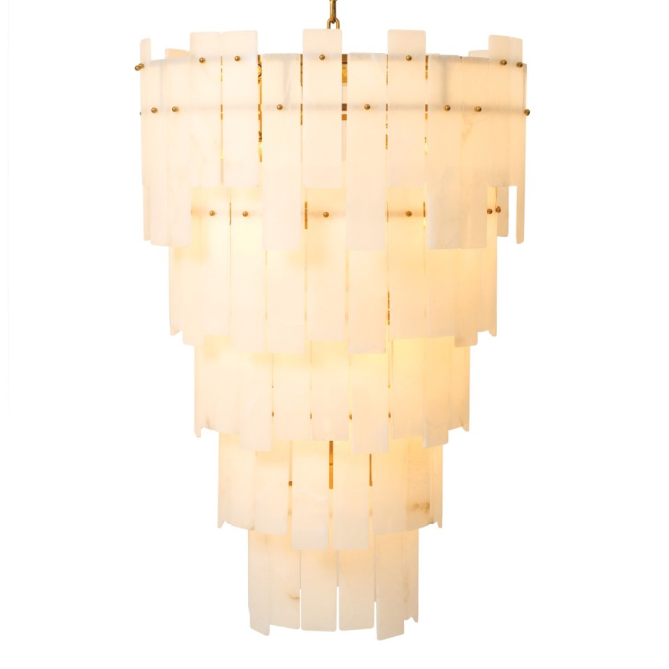 Greyson XL chandelier antique brass/alabaster 88 cm