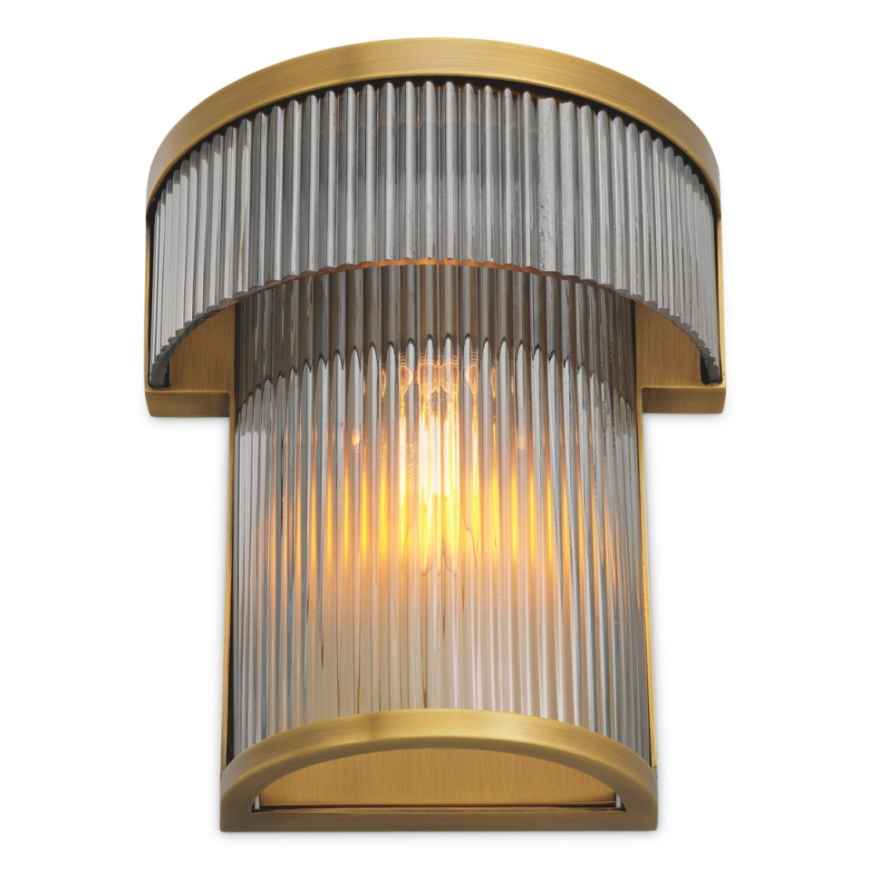 Andromeda vägglampa antikmässing/rökglas 26 cm