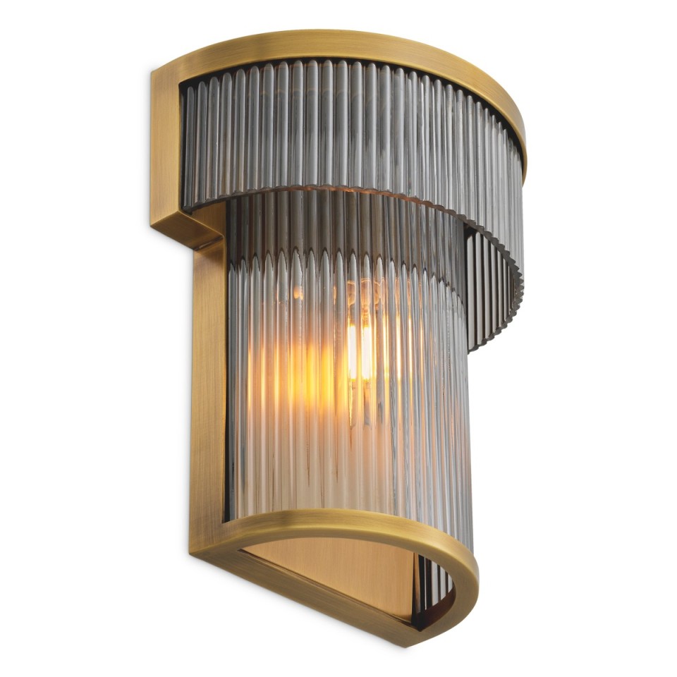 Andromeda vägglampa antikmässing/rökglas 26 cm