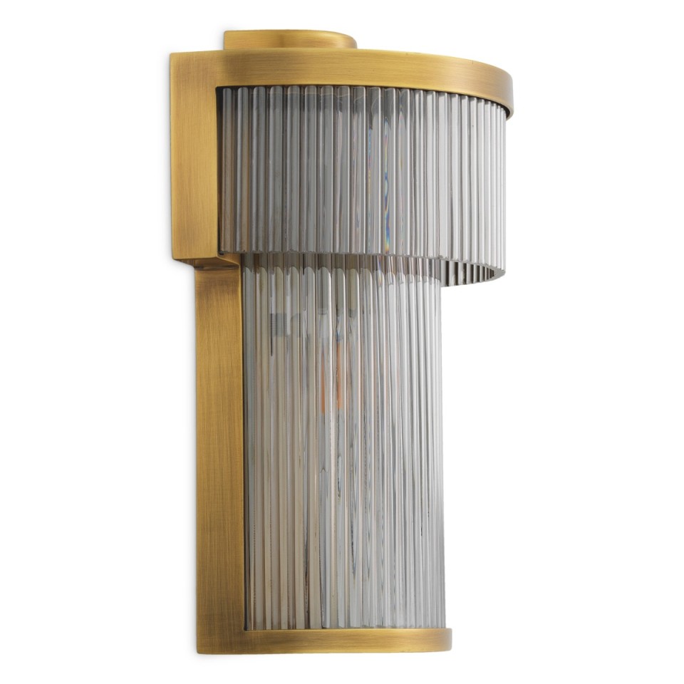 Andromeda vägglampa antikmässing/rökglas 26 cm