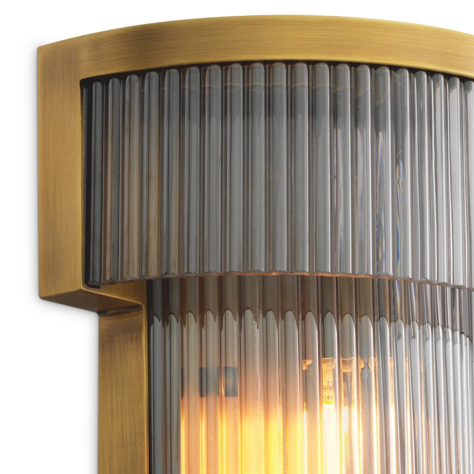 Andromeda vägglampa antikmässing/rökglas 26 cm