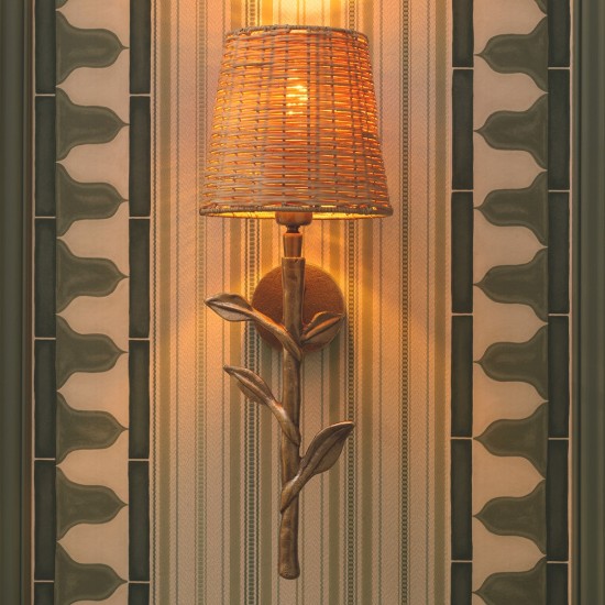 Farini wall lamp vintage brass/rattan 42.5 cm Farini wall lamp vintage brass/rattan 42.5 cm