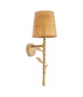 Farini vägglampa vintage mässing/rattan 42,5 cm