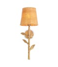 Farini vägglampa vintage mässing/rattan 42,5 cm