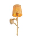 Farini vägglampa vintage mässing/rattan 42,5 cm