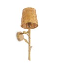 Farini vägglampa vintage mässing/rattan 42,5 cm