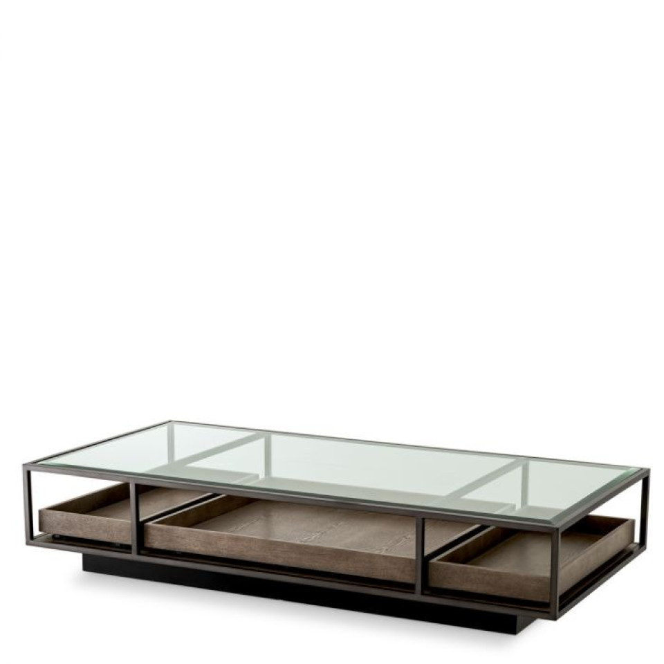 Roxton coffee table bronze/glass/grey 180 cm