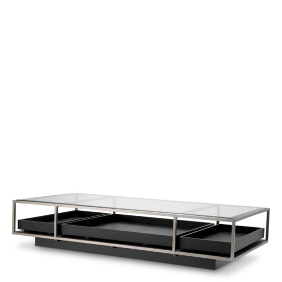 Roxton coffee table brushed steel/glass/black 180 cm