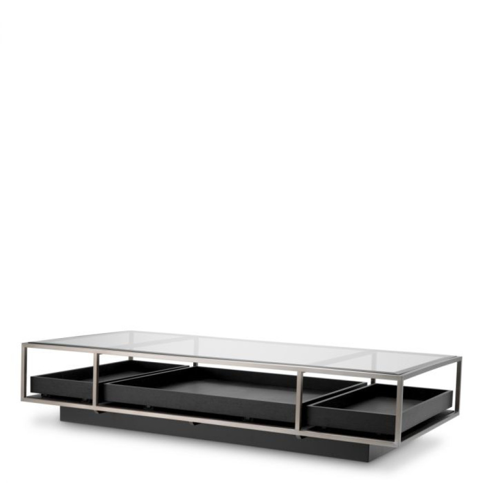 Roxton coffee table brushed steel/glass/black 180 cm