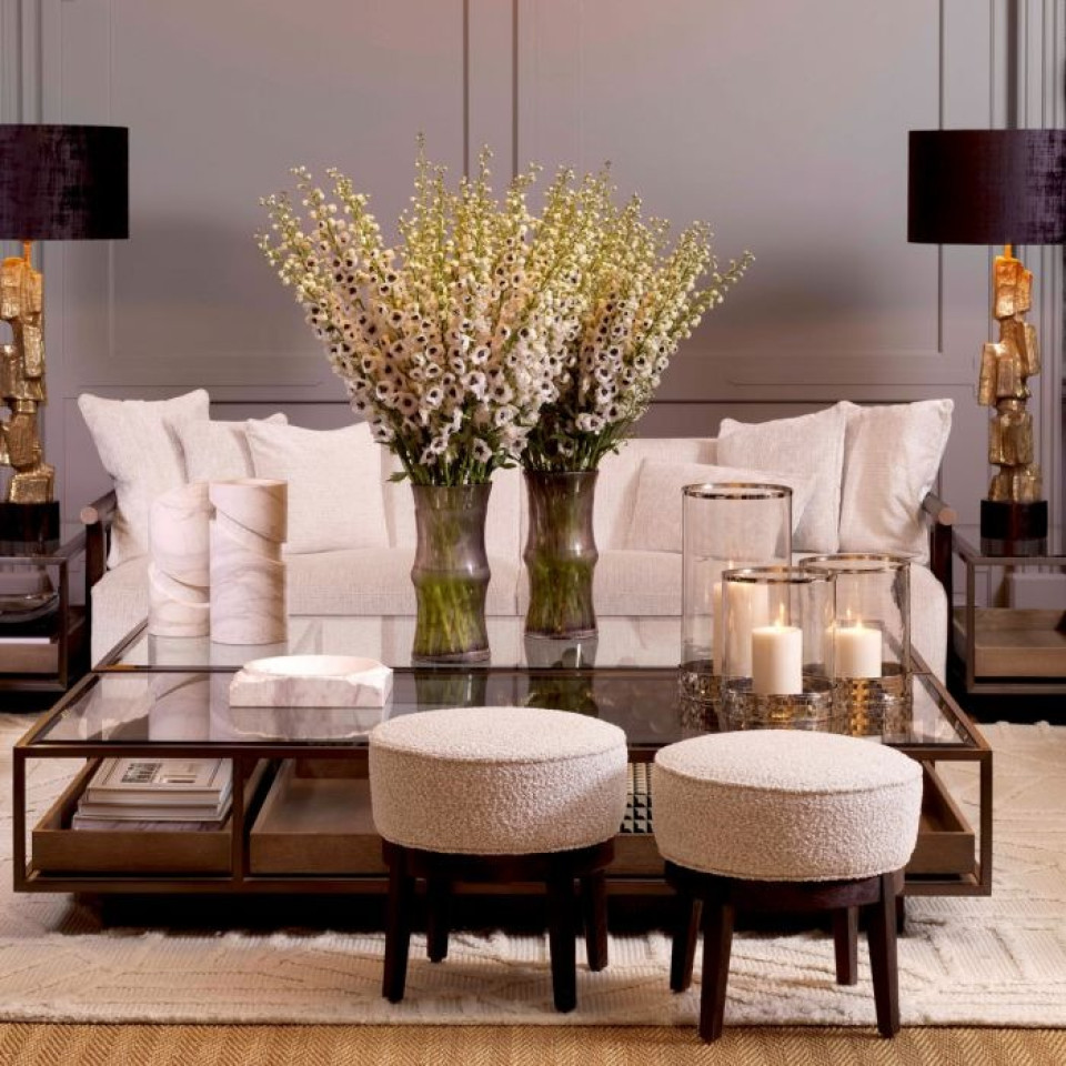 Roxton coffee table bronze/glass/grey 180 cm