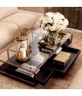Roxton coffee table brushed steel/glass/black 180 cm