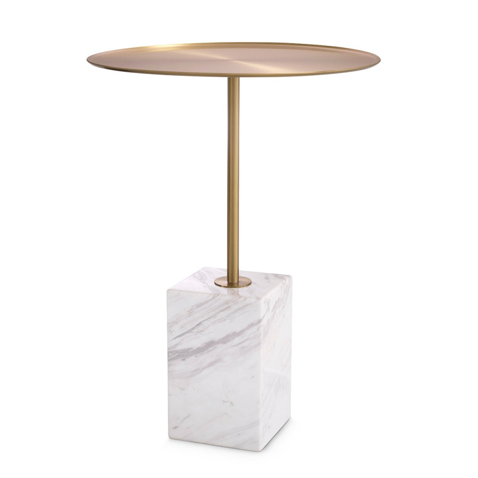 Cole side table brushed brass/white marble 45 cm