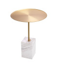 Cole side table brushed brass/white marble 45 cm