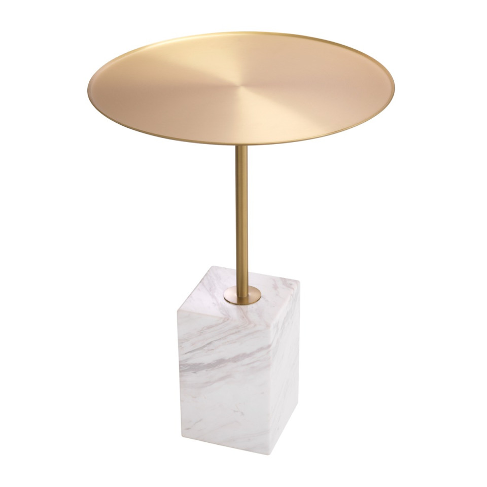 Cole side table brushed brass/white marble 45 cm