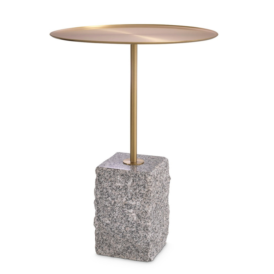 Cole side table brushed brass/grey granite 45 cm