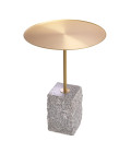 Cole side table brushed brass/grey granite 45 cm