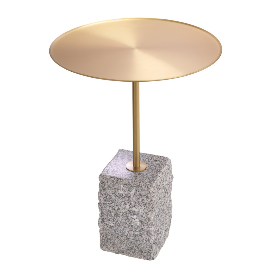 Cole side table brushed brass/grey granite 45 cm