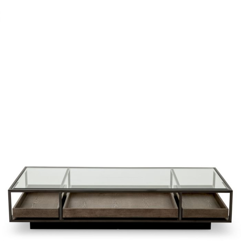 Roxton coffee table bronze/glass/grey 180 cm