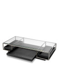 Roxton coffee table brushed steel/glass/black 180 cm