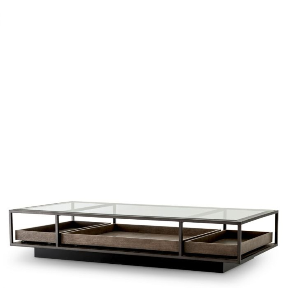 Roxton coffee table bronze/glass/grey 180 cm
