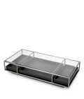 Roxton coffee table brushed steel/glass/black 180 cm
