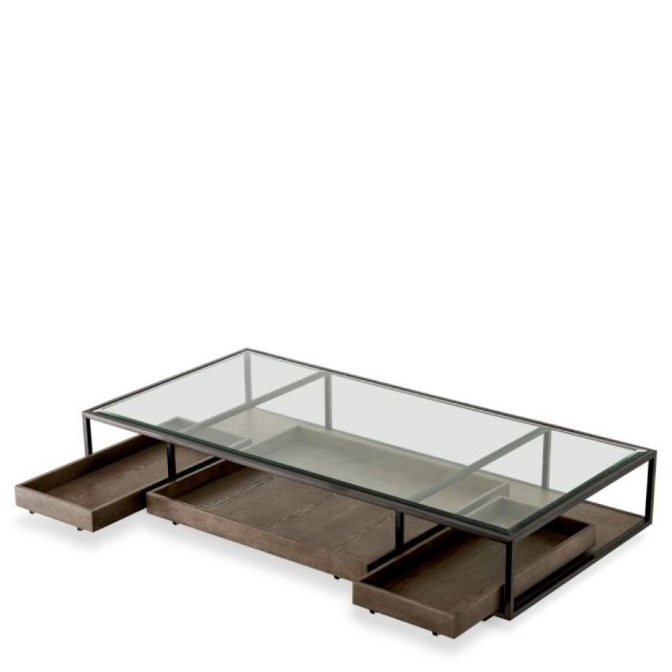 Roxton coffee table bronze/glass/grey 180 cm