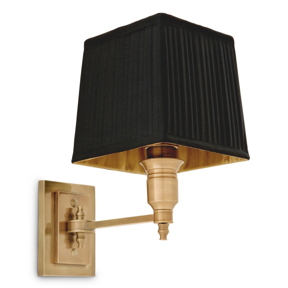 Lexington single vägglampa antikmässing/svart 27 cm