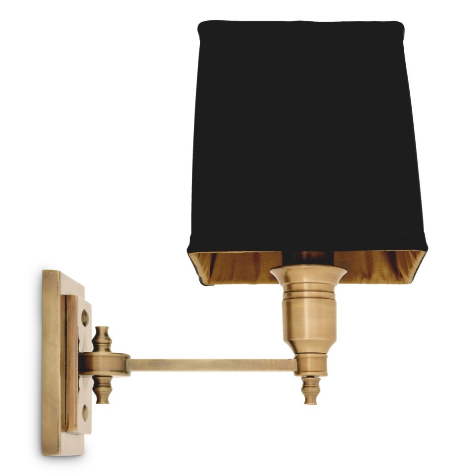 Lexington single vägglampa antikmässing/svart 27 cm