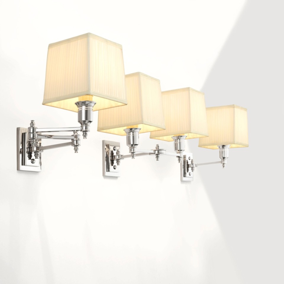Lexington single vägglampa nickel/vit 27 cm
