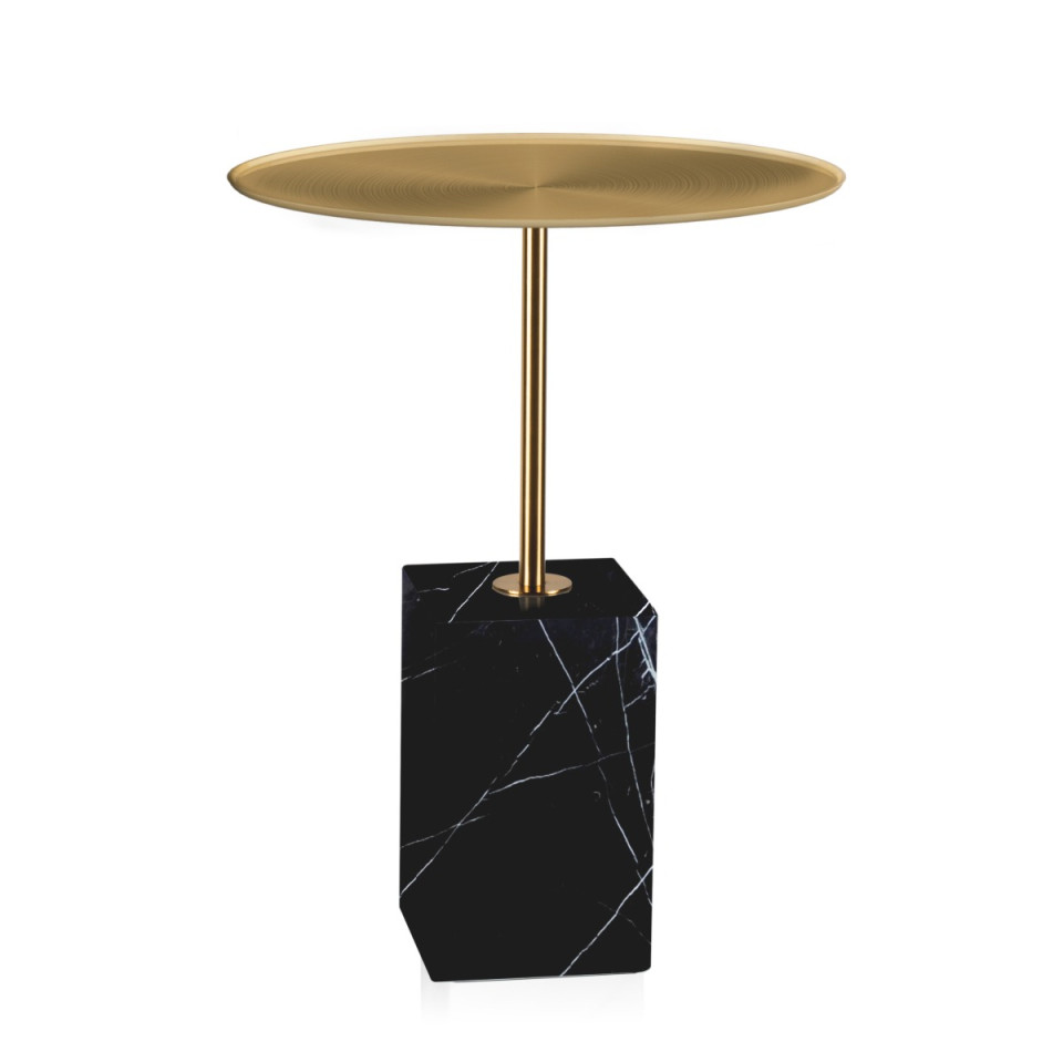 Cole side table brushed brass/black marble 45 cm