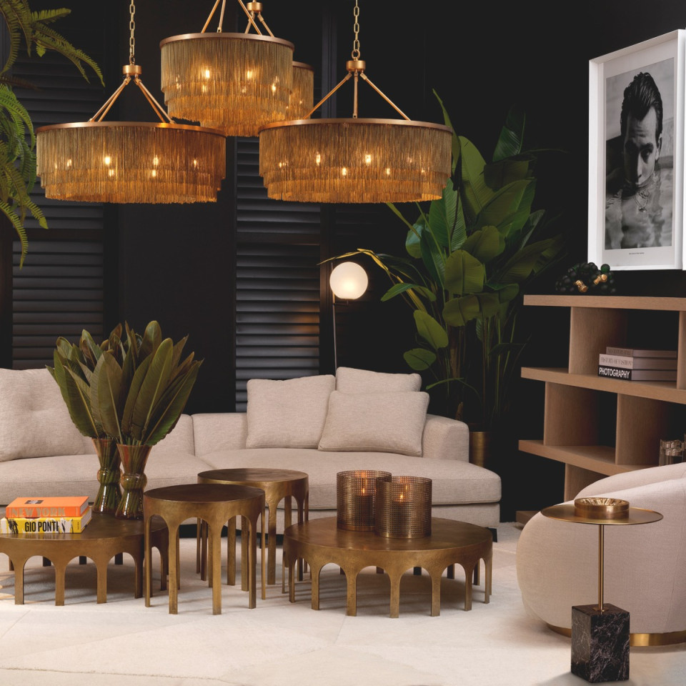 Cole side table brushed brass/black marble 45 cm