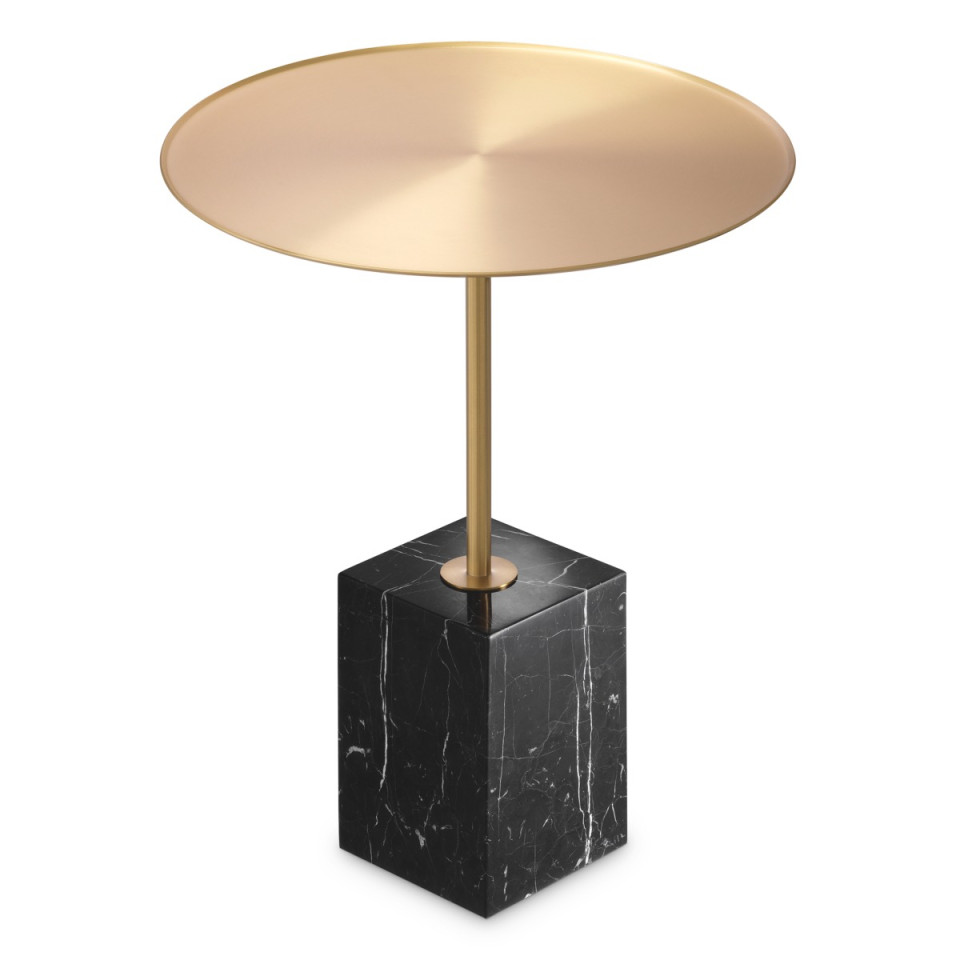 Cole side table brushed brass/black marble 45 cm