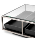 Roxton coffee table brushed steel/glass/black 180 cm