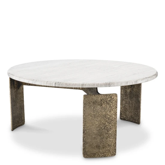 Bodega soffbord antik mässing/beige marmor 100 cm