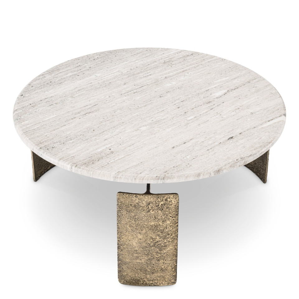 Bodega coffee table antique brass/beige marble 100 cm