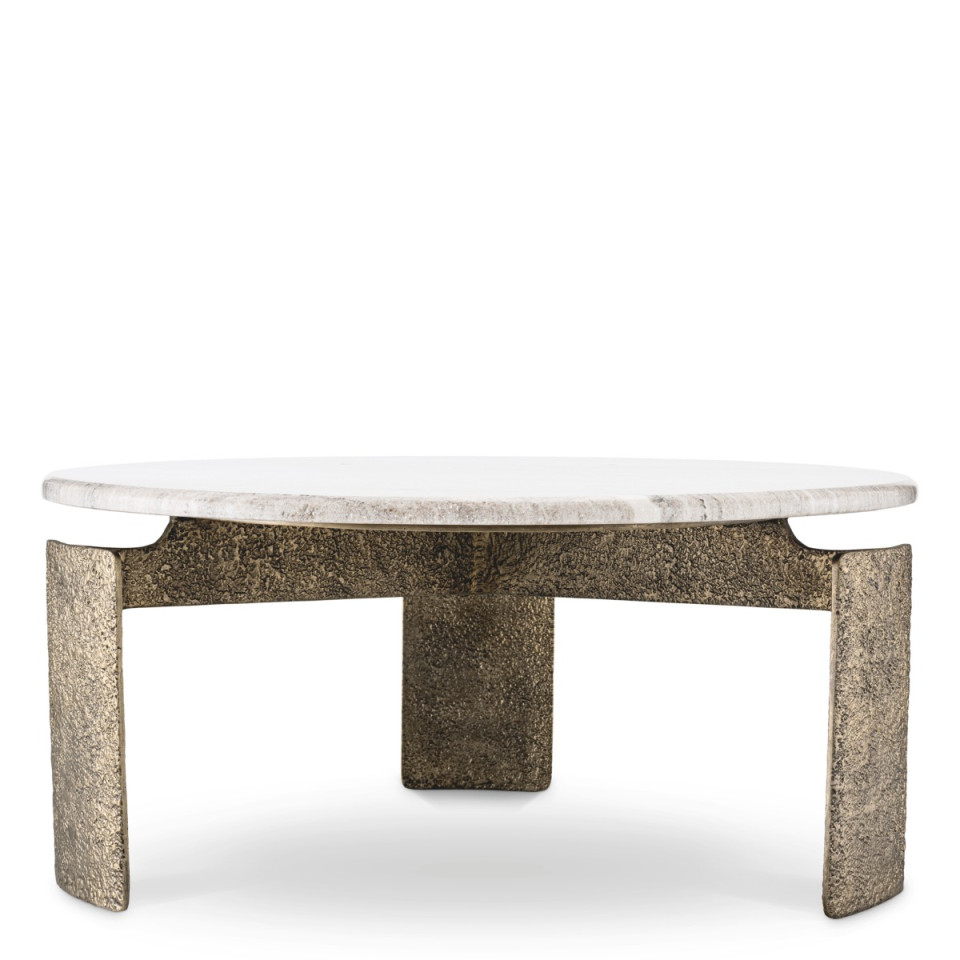 Bodega coffee table antique brass/beige marble 100 cm