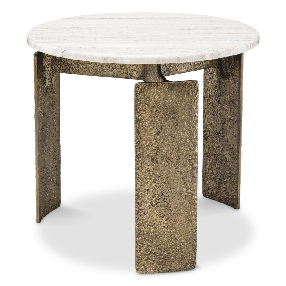 Bodega side table antique brass/beige marble 60 cm