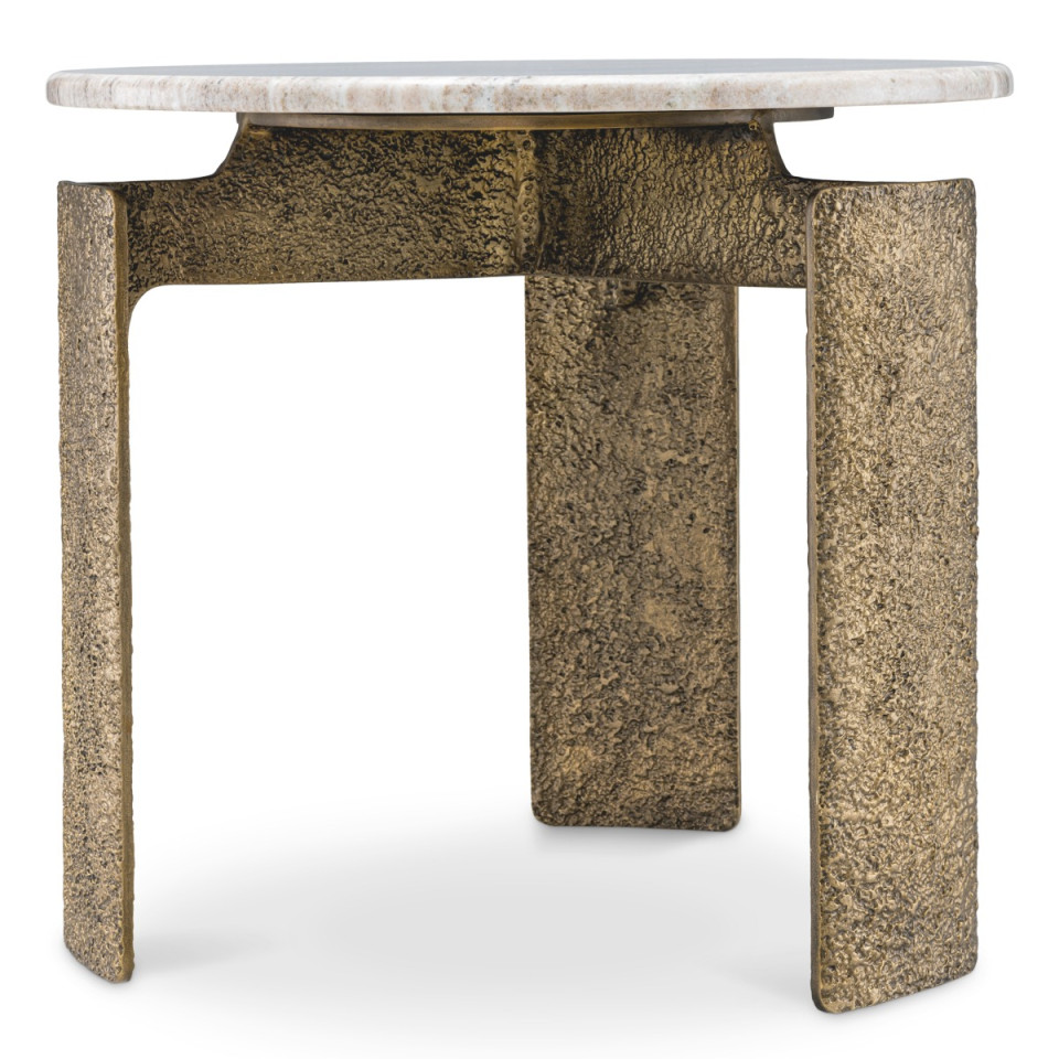 Bodega side table antique brass/beige marble 60 cm
