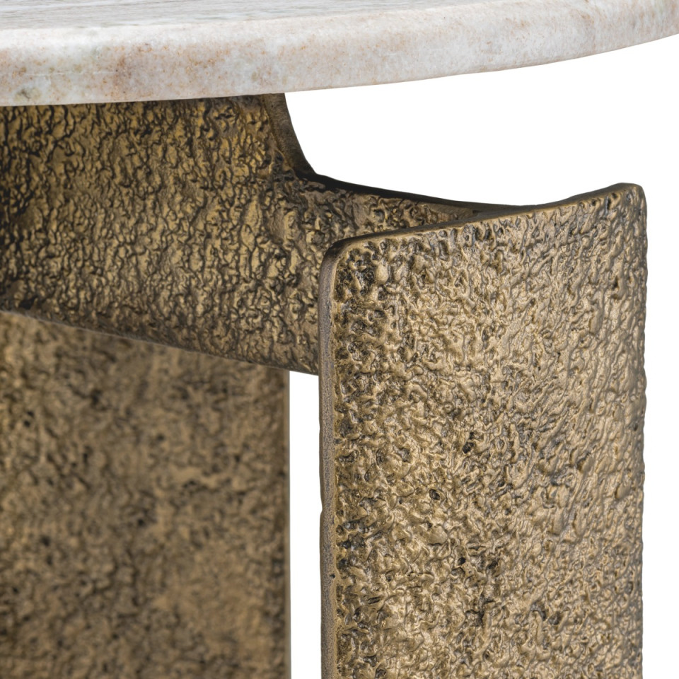 Bodega side table antique brass/beige marble 60 cm