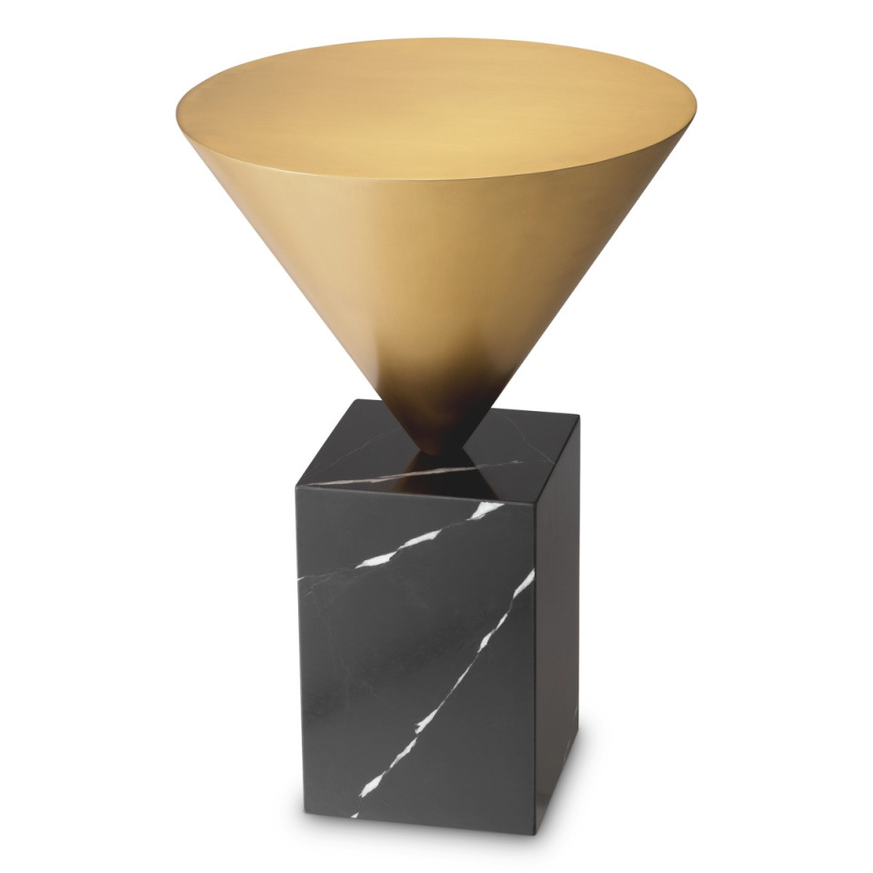 Nota side table brushed brass/black marble 42 cm