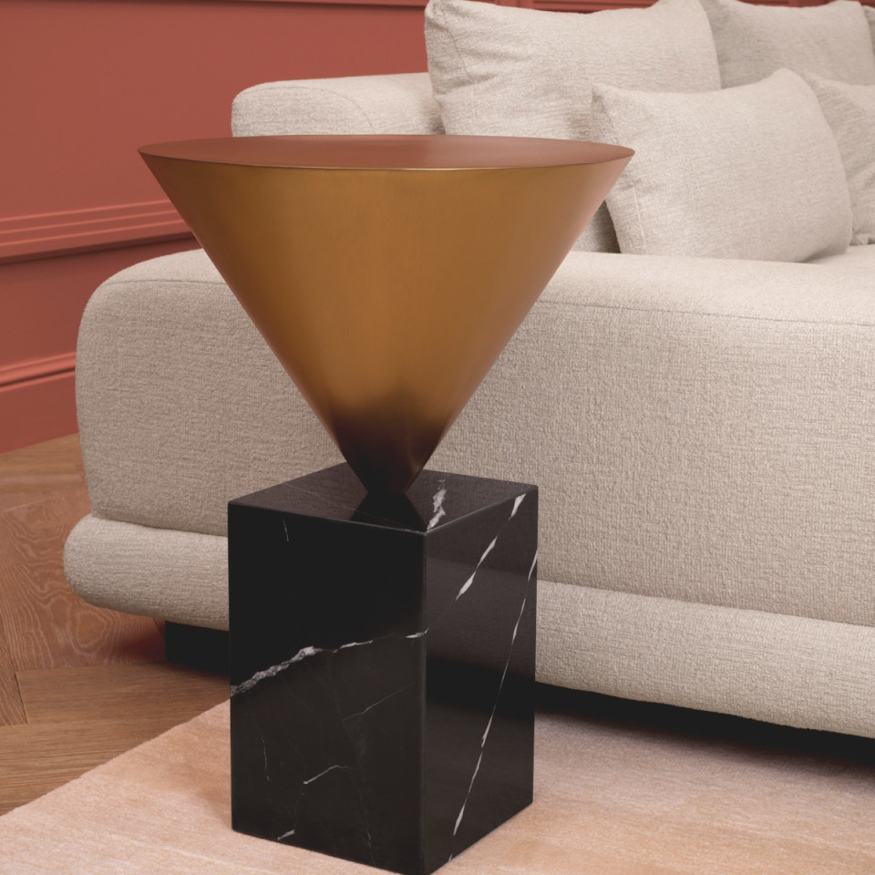 Nota side table brushed brass/black marble 42 cm