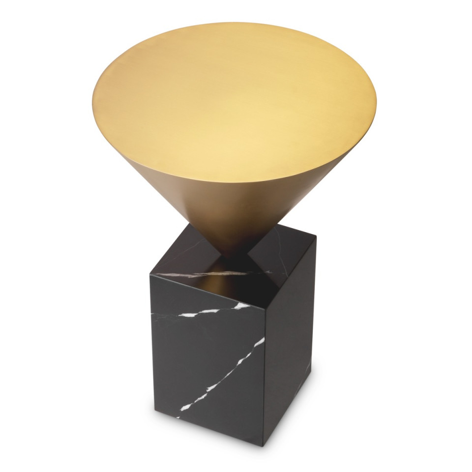 Nota side table brushed brass/black marble 42 cm