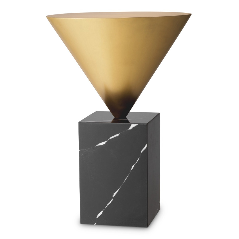 Nota side table brushed brass/black marble 42 cm