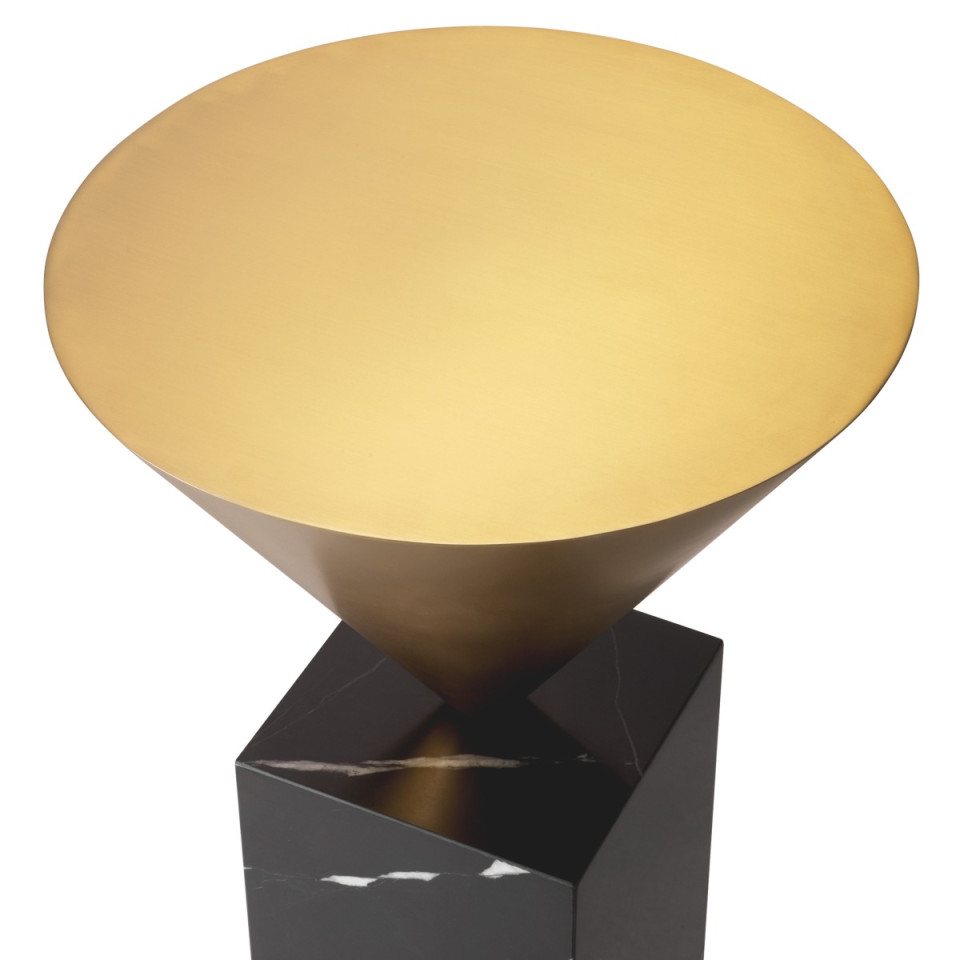 Nota side table brushed brass/black marble 42 cm