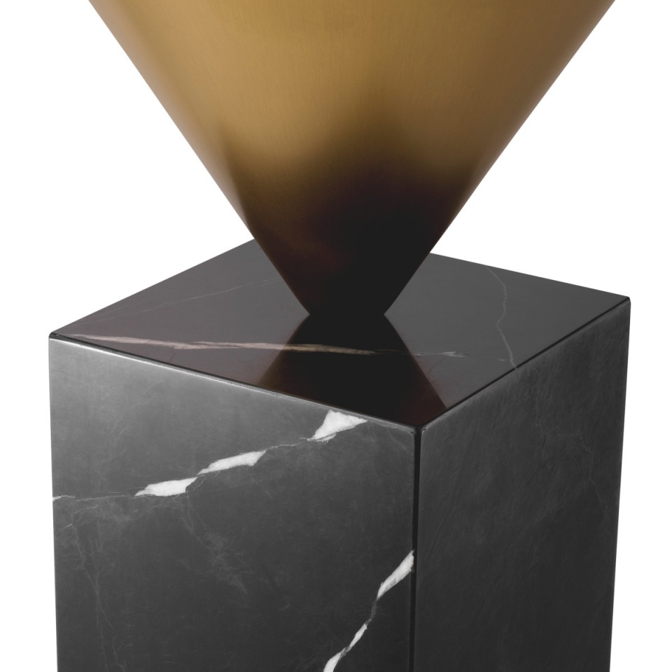 Nota side table brushed brass/black marble 42 cm