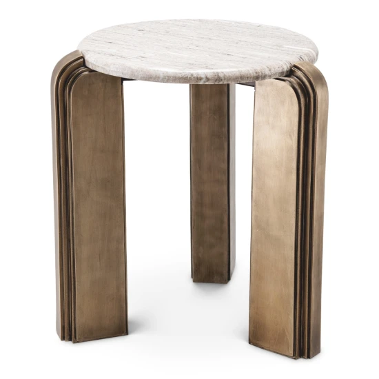 Albion sidobord antik mässing/beige marmor 52,5 cm