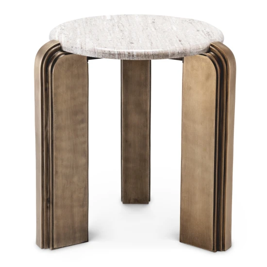 Albion sidobord antik mässing/beige marmor 52,5 cm