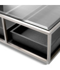 Roxton coffee table brushed steel/glass/black 180 cm